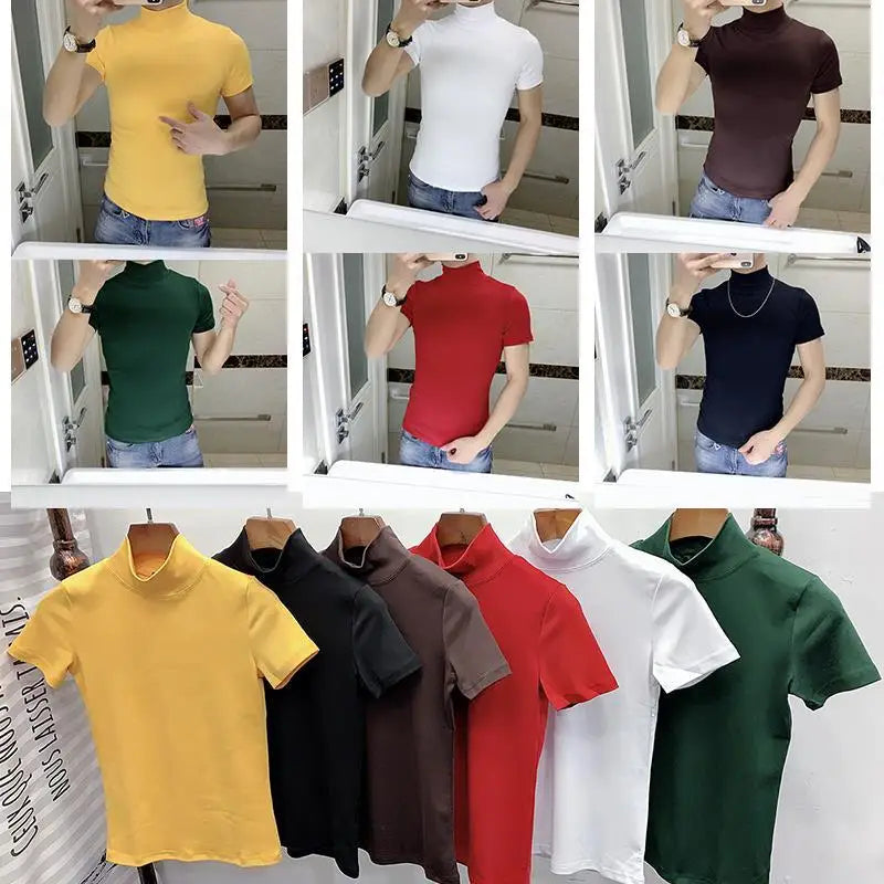 Men's High Neck - Slim Fit Stand Collar T-Shirt