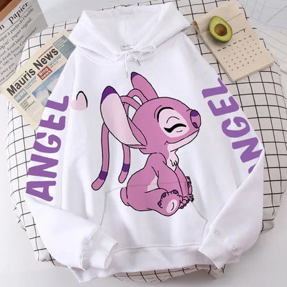 Unisex Disney Stitch Cartoon Print Winter Hoodies