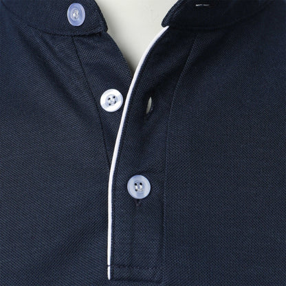 Men's solid color short-sleeved stand Neck T-shirt