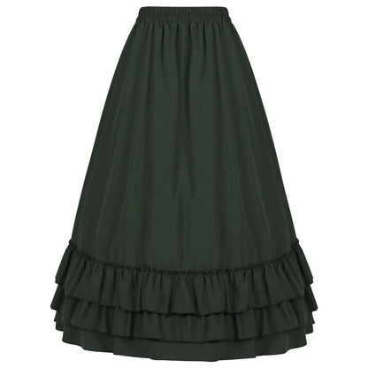 Brown Ruffled High Waisted Victorian Skirt