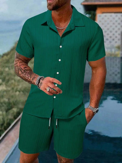 Ensemble de sport polo rayé pour hommes d'été