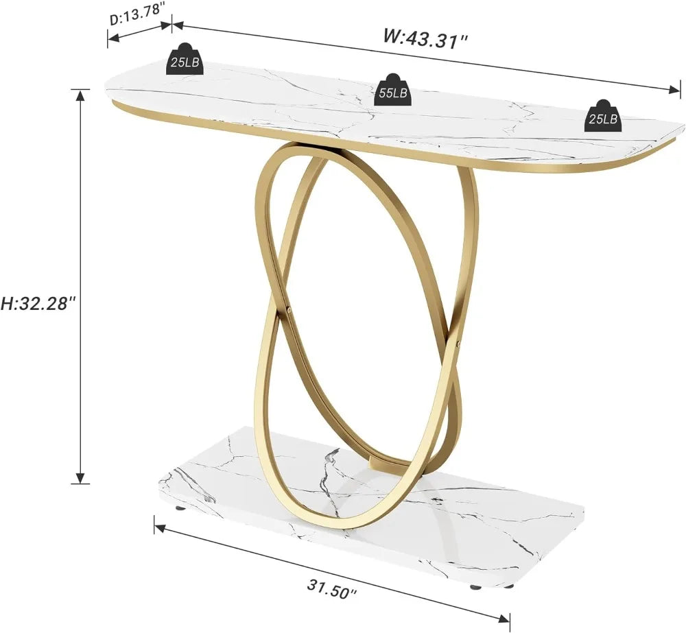 Konsolentisch aus Marmor und ovale Goldrahmen