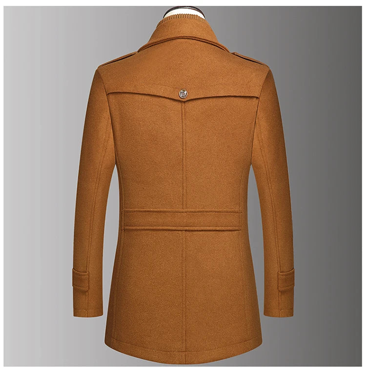 Men's Double Collar Woolen Coat