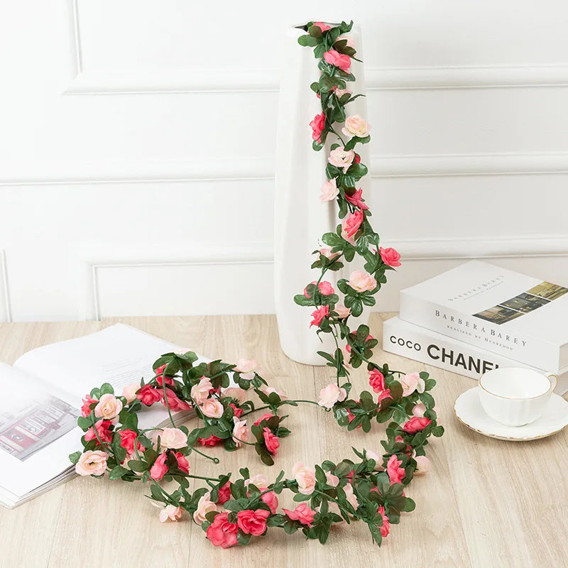 Silk Rose Vine Garland for Wedding and Home Decor