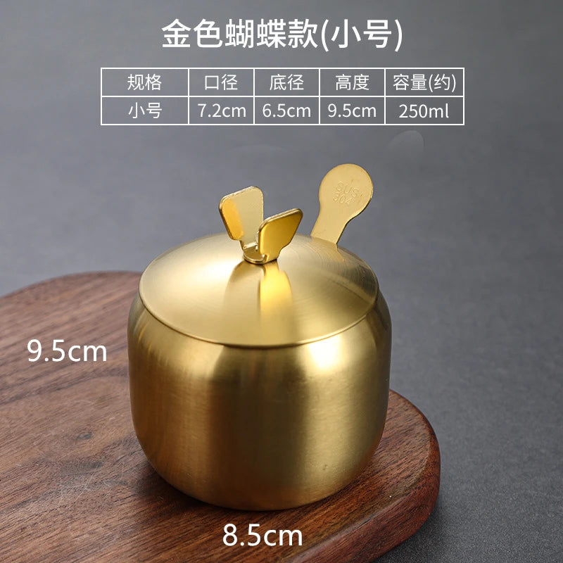 Stainless Steel Seasoning Jar & Lid Spoon