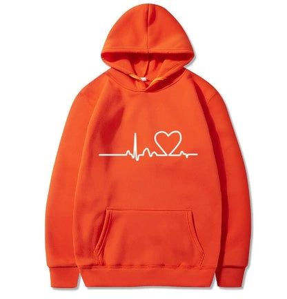 Women's Full Sleeve Heartbeat Print Hoodie