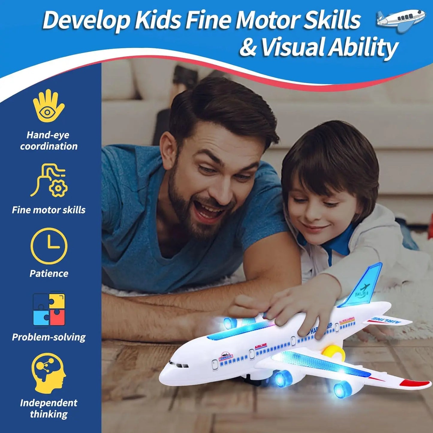 Musical Flash Aircraft Toy with Autopilot Rotation