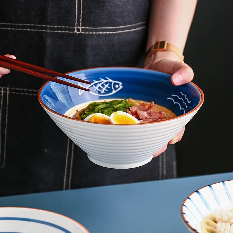 Japanese Hand-Painted Ramen Bowl