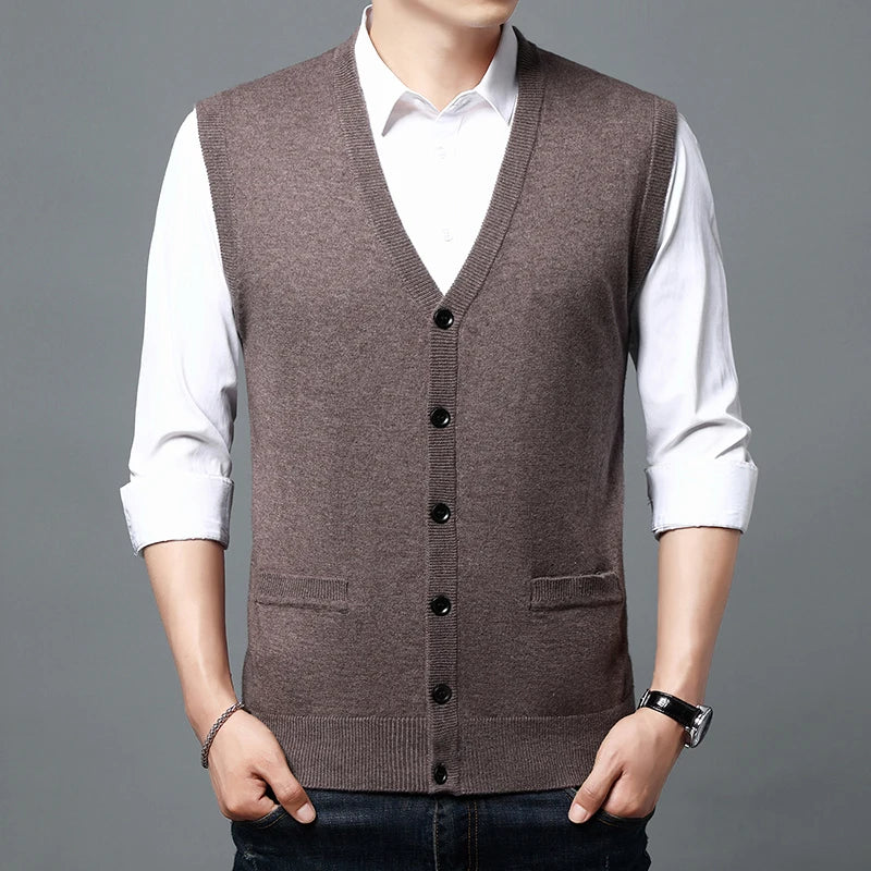 Men's Wool Blended Vest Sweater