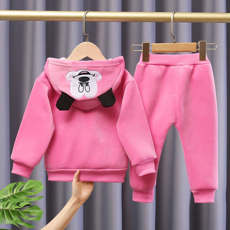 Autumn Winter Baby Girls Cartoon Hooded Outerwear