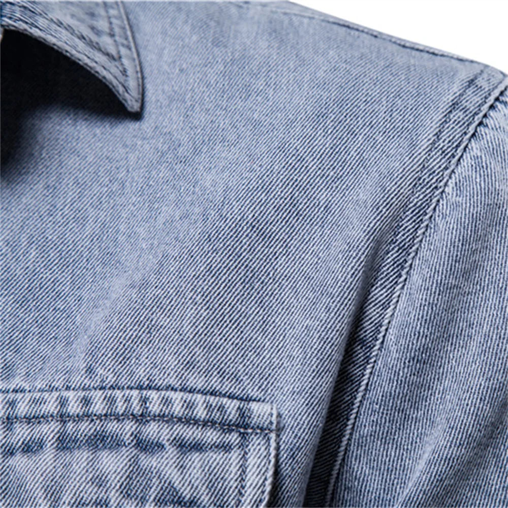 Chemises en denim pour hommes à manches longues 100 % coton