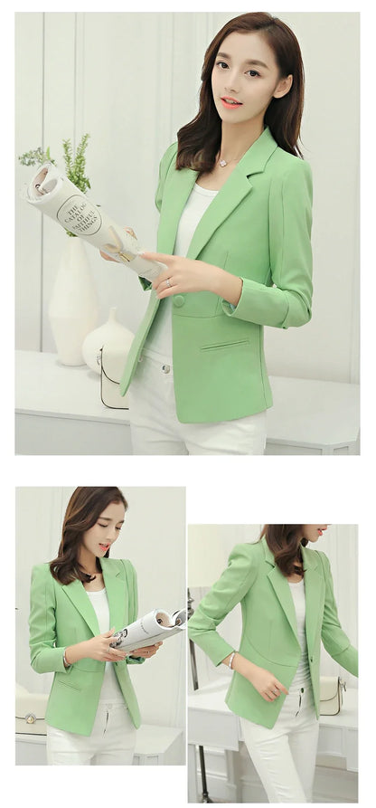 Elegant Women's Skinny Patchwork Blazer with Ruffles for Spring/Summer