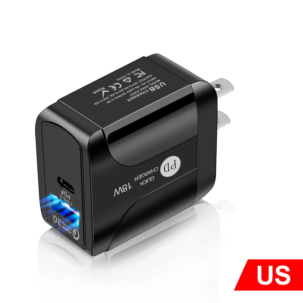 5V 2A EU 2 USB Power Adapter - Fast Mobile Phone Wall PD Charger