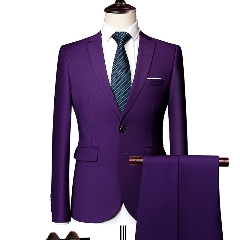 2 Pieces Men's Casual Business Suit Set