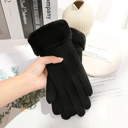 Women's Winter Suede Plush Touchscreen Gloves