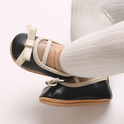 Chaussures antidérapantes pour nouveau-né fille avec nœud princesse pour fête de mariage