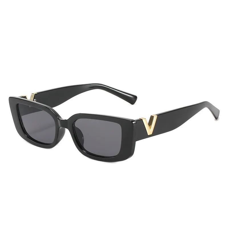 Retro-Katzenaugen- und rechteckige Sonnenbrille UV400