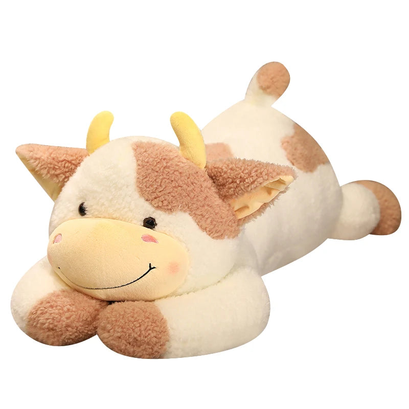 Jouet de vache en peluche - Oreiller long et doux pour bovins mignons