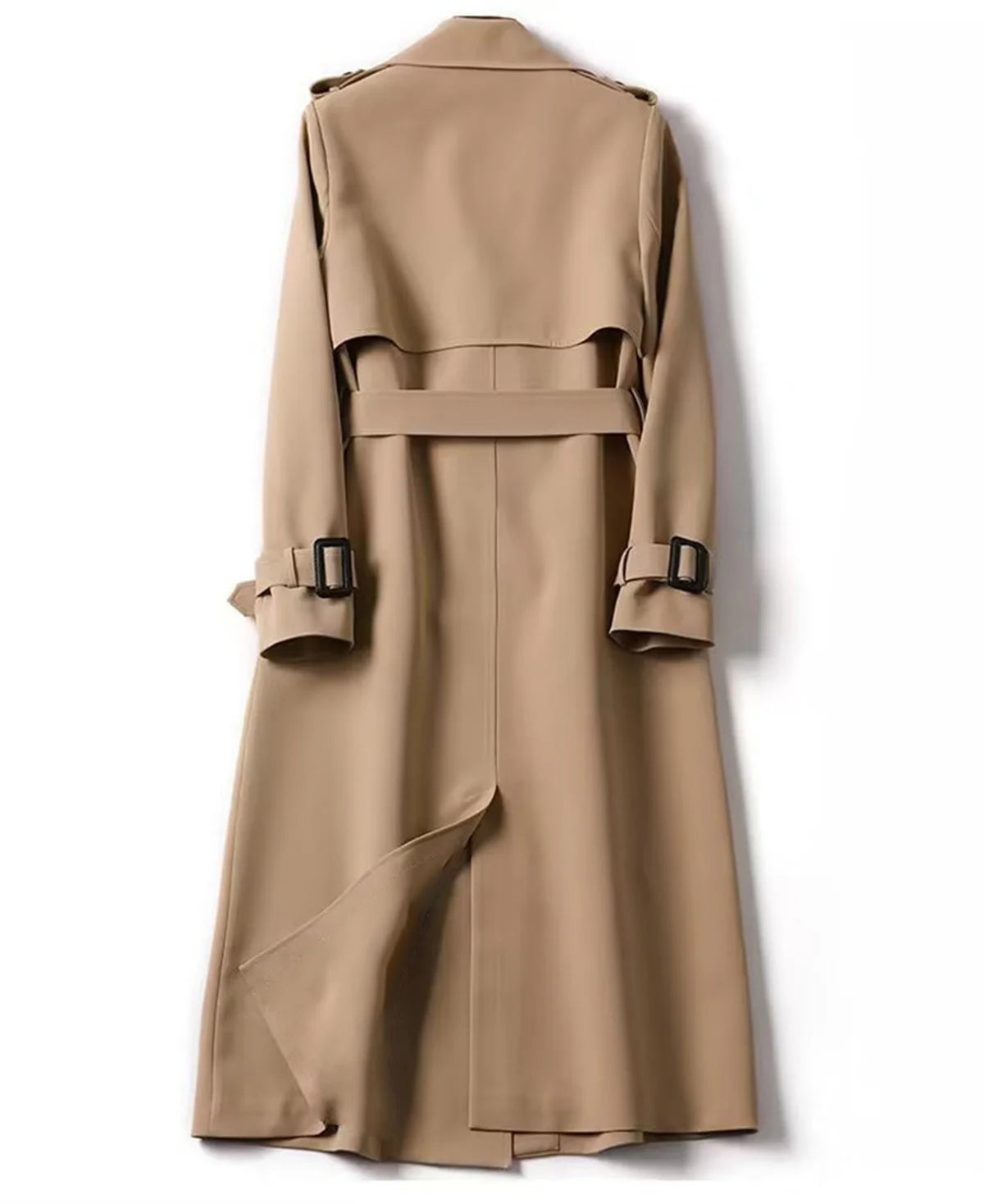 Eleganter mittellanger britischer Trenchcoat mit Gürtel