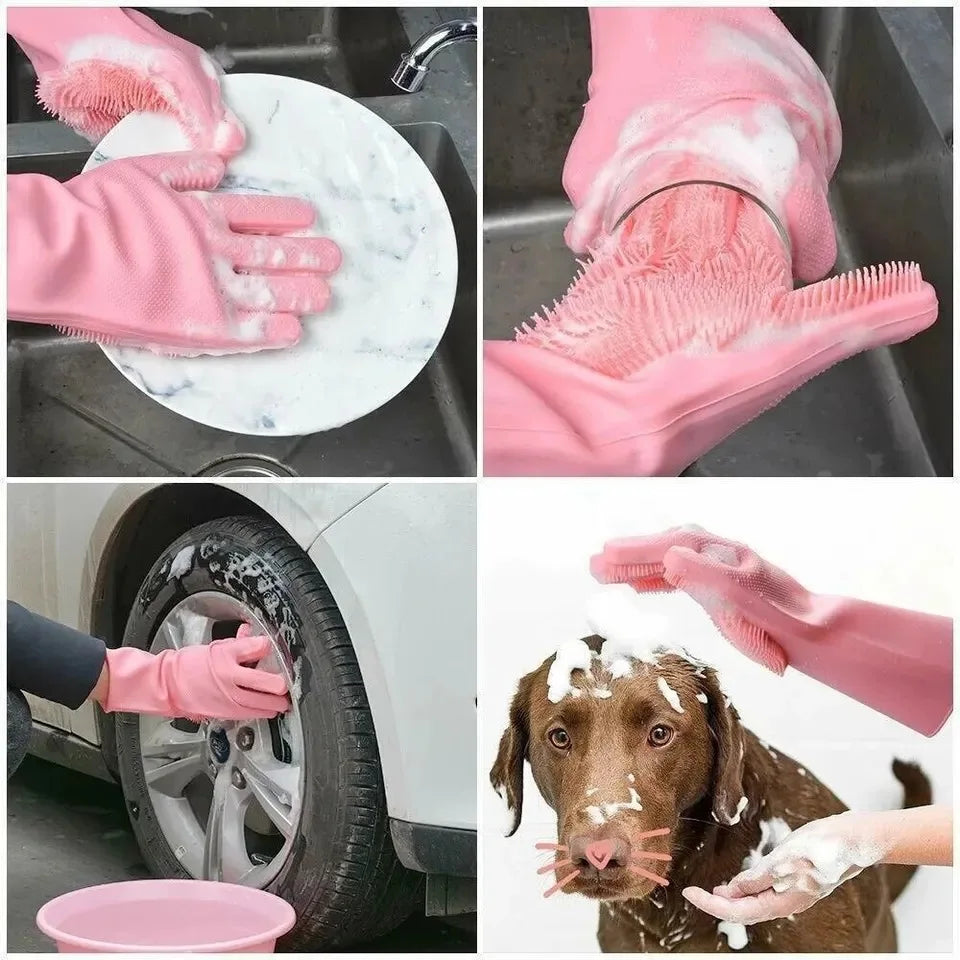 Silicone Rubber Dishwashing Kitchen Gloves