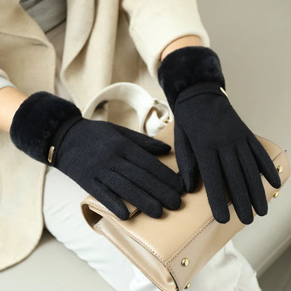 Gants d'hiver pour écran tactile pour femmes - Doublés de velours