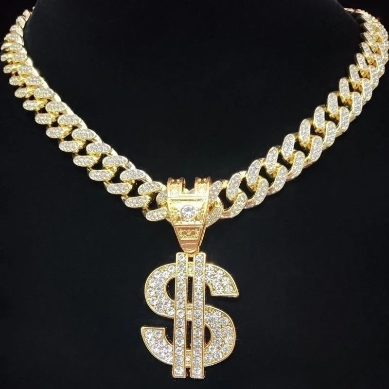 Collier pendentif dollar hip hop pour hommes