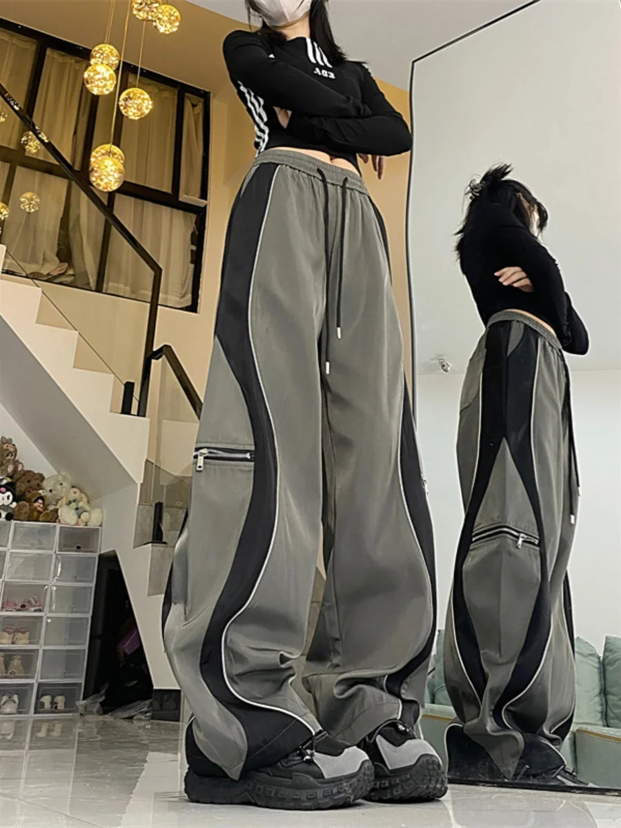 Y2K Chic Wide-Leg Drawstring Pants for Women