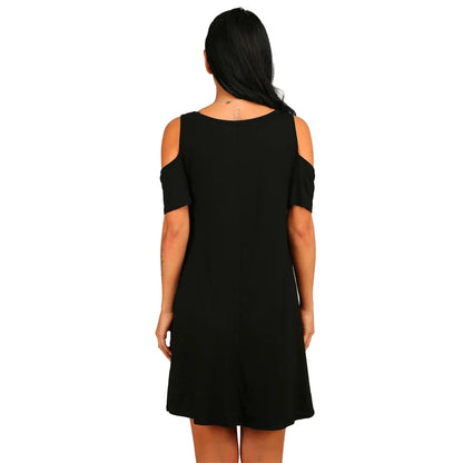 Women's Elegant Off Shoulder Short Sleeve O-Neck A-Line Dress