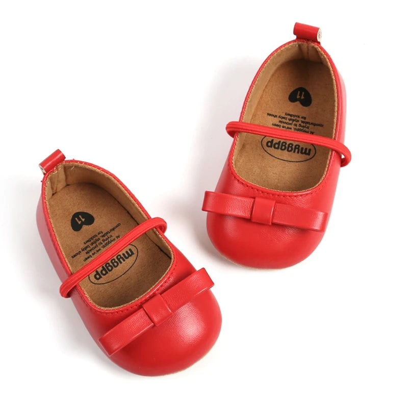 Flache Baby-Prinzessin-Schuhe mit Schleife