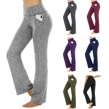 Pantalon évasé taille haute avec poches pour femme