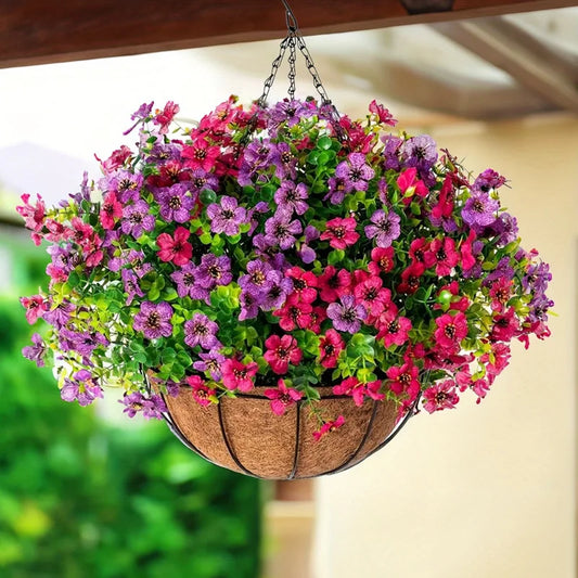 Künstliche Hängeblumen im Korb für Haus &amp; Garten