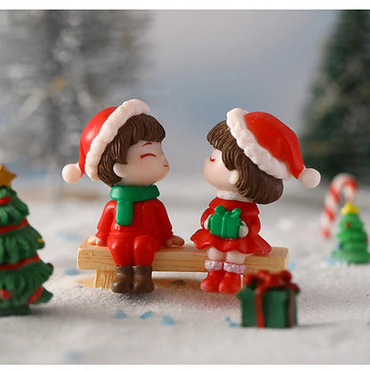 Mini Christmas Couple Figurines Garden Ornament