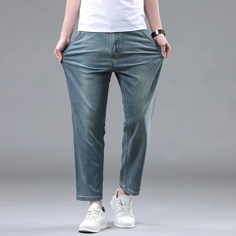 Plus Size Vintage Denim Ankle-Length Harem Pants