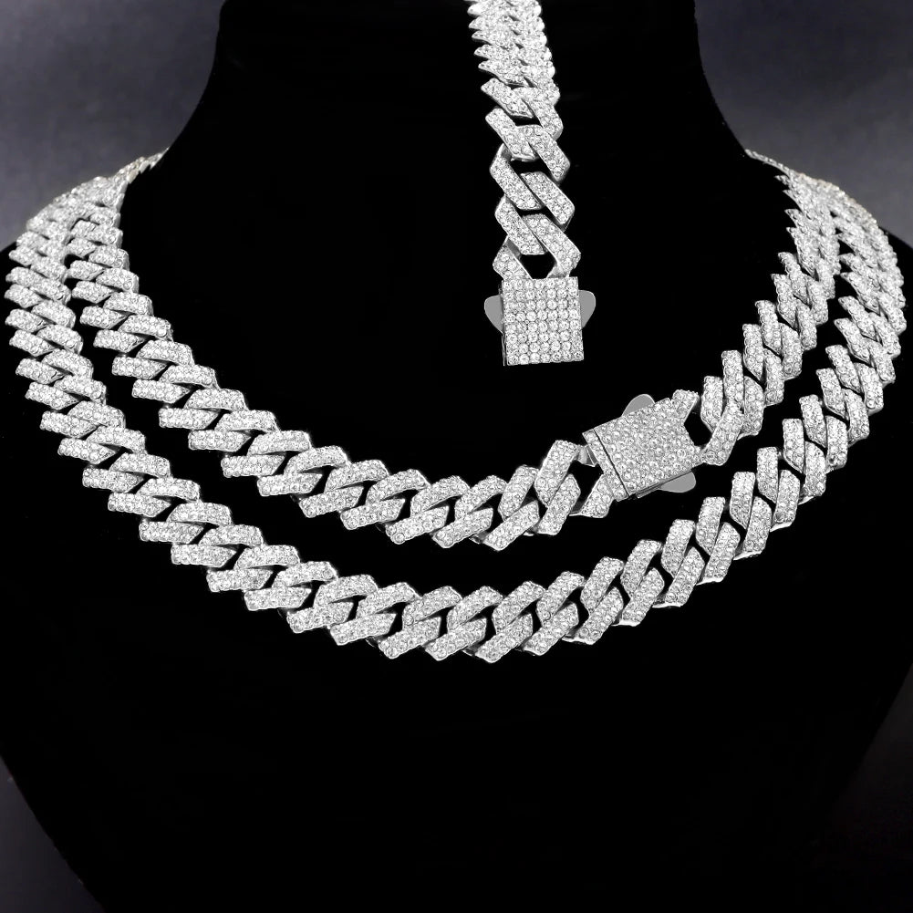 Hip Hop Bling Set Miami Kubanische Gliederkette