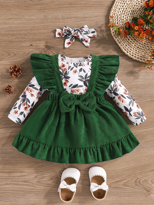 Ensemble de vêtements pour bébés filles-robe à manches longues pour filles nouveau-nées