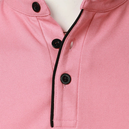 Men's solid color short-sleeved stand Neck T-shirt