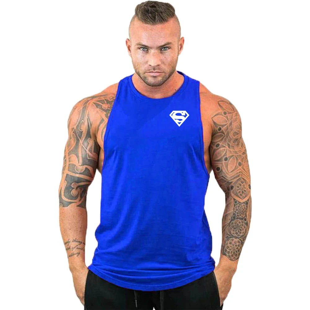 Men's Clothing Bodybuilding and Fitness Stringer Singlets Tank Top Vest Sleeveless Sweatshirt Workout Shirt Undershirt Gym Gyms