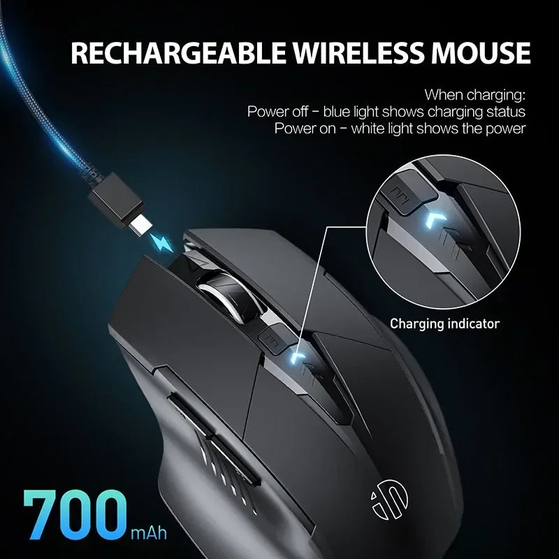 F1 2.4G Wireless Mouse 500mAh Ergonomic Rechargeable Power Display Computer Universal