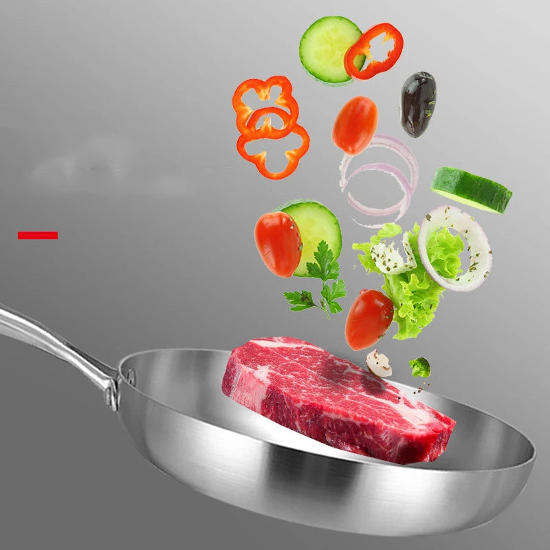 Versatile Stainless Steel Frying Pan - Gas to Electromagnetic