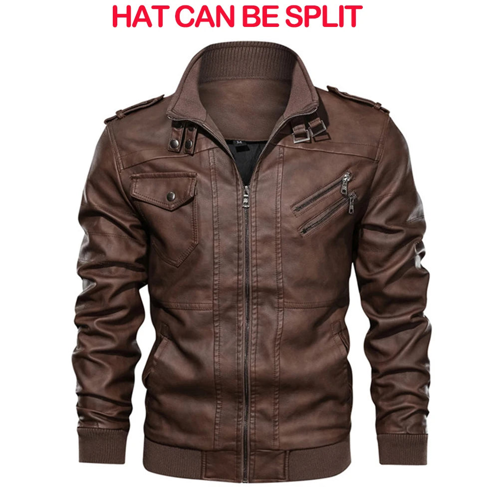 New Men's Casual Leather Motorcycle Jacket