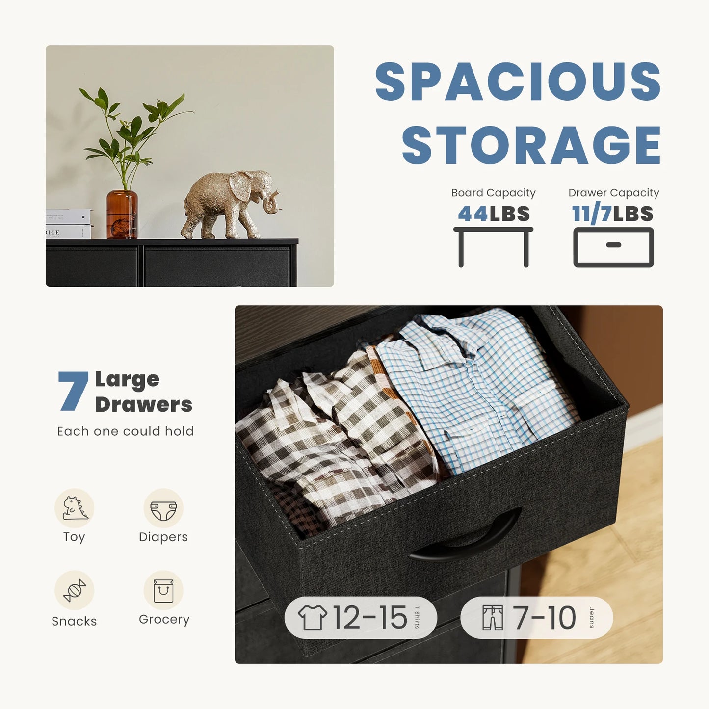 Schlafzimmer 7 Stoffschubladen Organizer Lagerung - Schrank Kommode Kleidung Wohnzimmer Vitrine von Möbeln