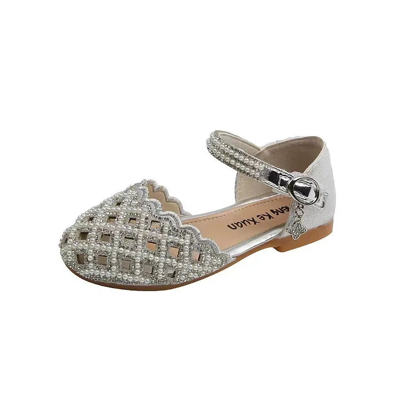 Pearl Flats & Rhinestone Princess Sandals for Girls