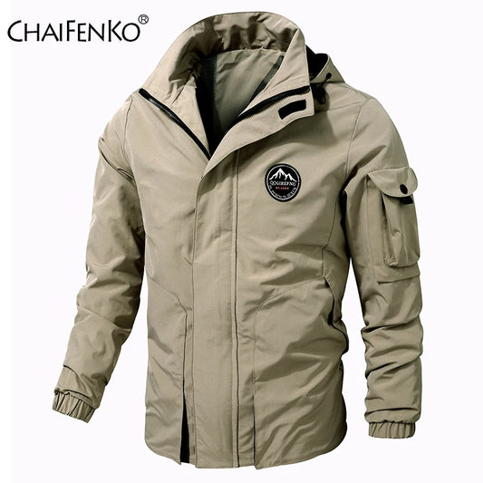 Veste d'extérieur imperméable à capuche pour homme