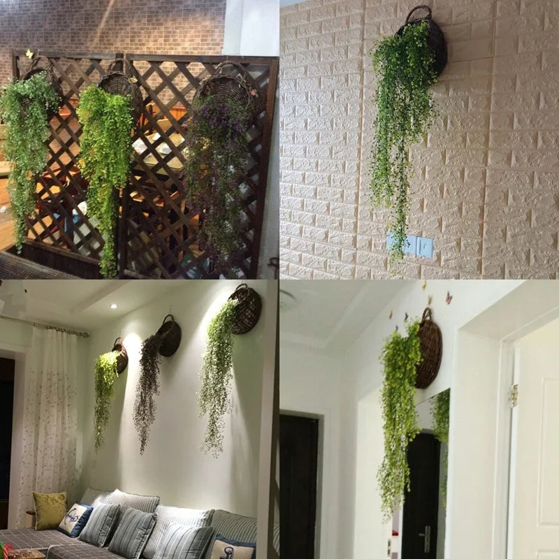 5-Fork Artificial Rattan Vine & Hanging Leaves