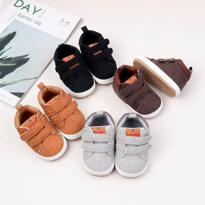 Chaussures pour bébé garçon en PU souple de haute qualité avec semelle antidérapante