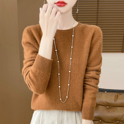 Women's Winter Warm Crew Neck Wool Sweater