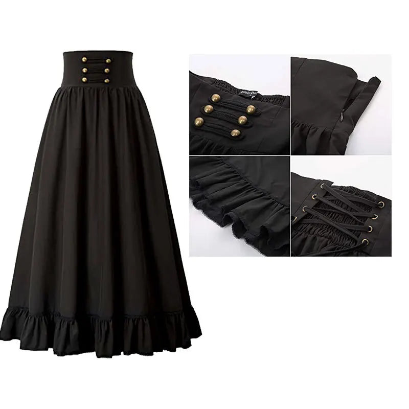 Vintage High Waist Maxi Skirt A-Line