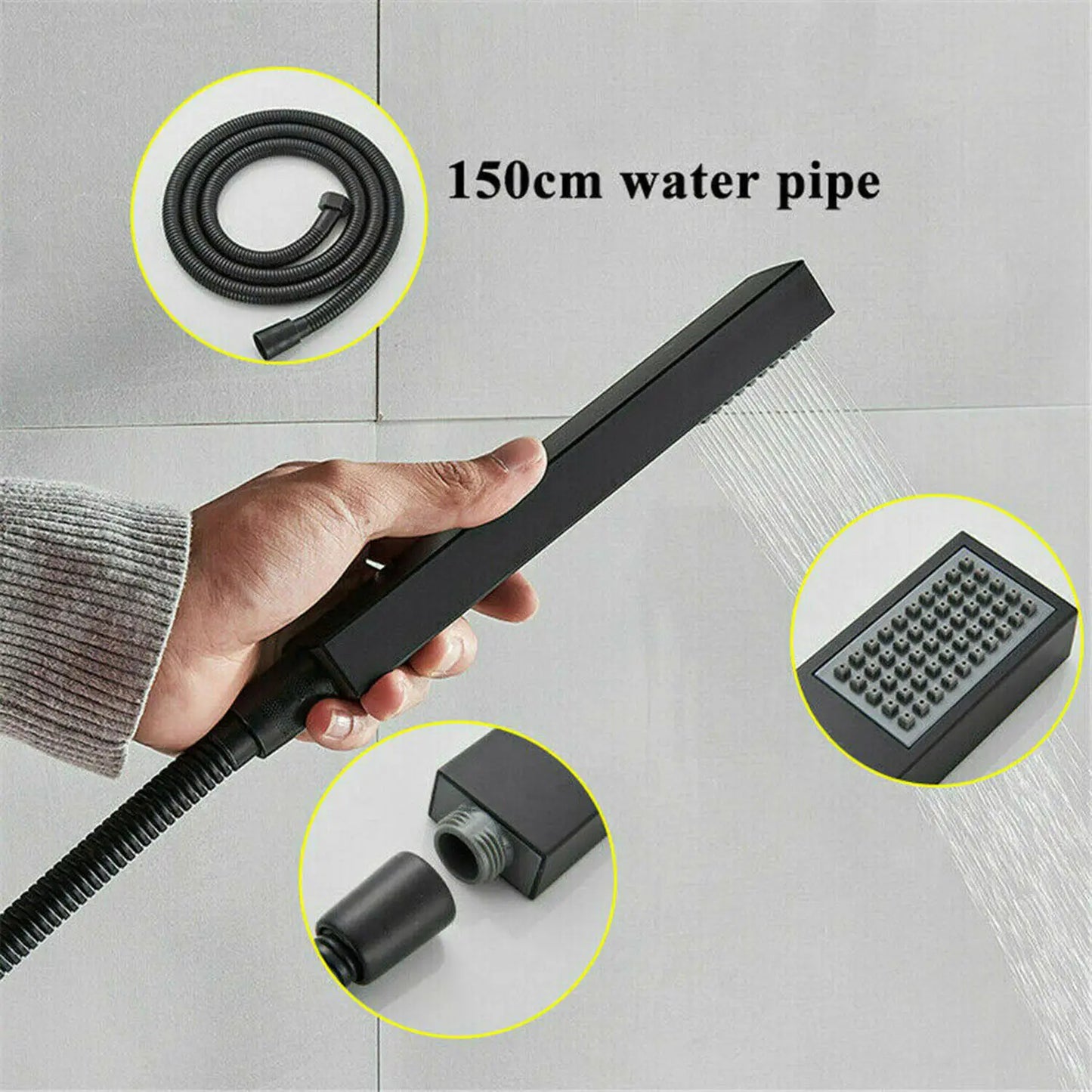 Black Waterfall Bathtub Faucet with Handshower