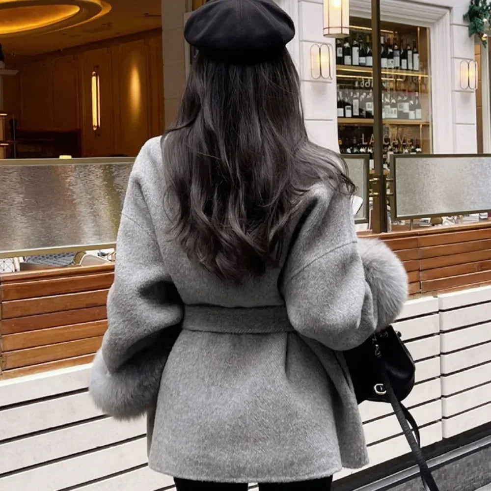 Luxury Double-Sided Wool Fur Coat