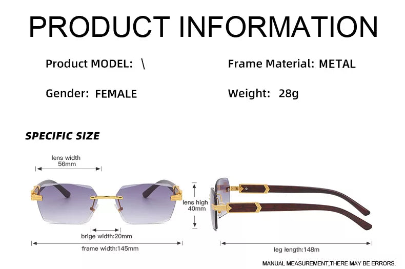 Quadratische, randlose Retro-Sonnenbrille, modische Holzbrille mit Farbverlauf